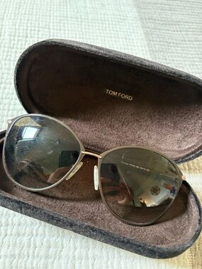 Tom Ford Gold-Tone Frame Sunglasses with Brown Lenses